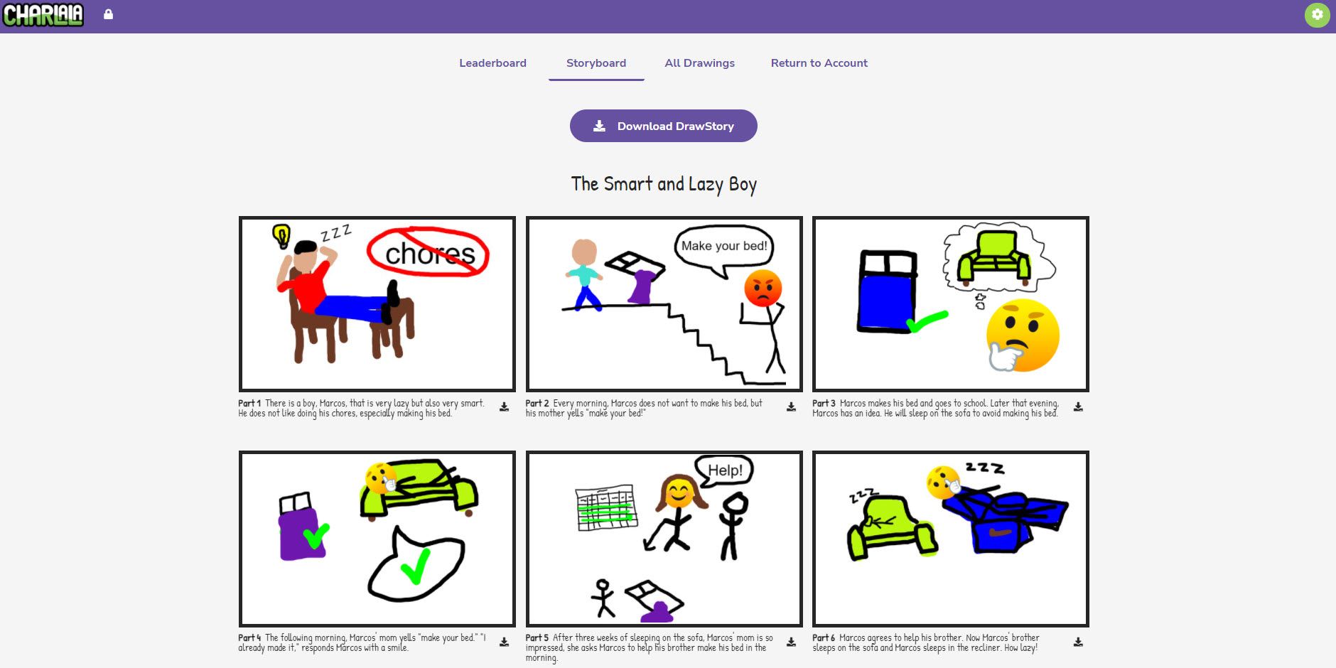  Students’ drawings are combined and used for storytelling activities.