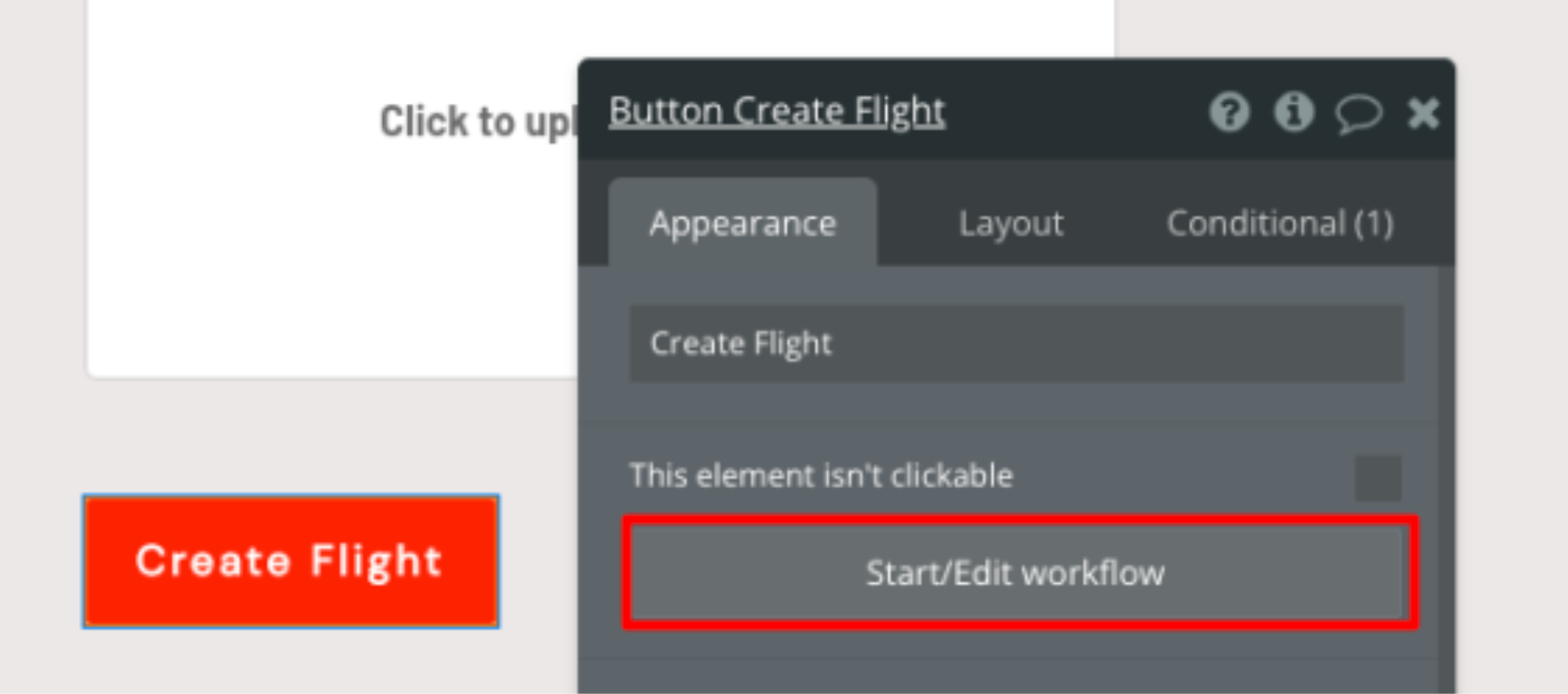 Create Flight Button and Start/Edit workflow action