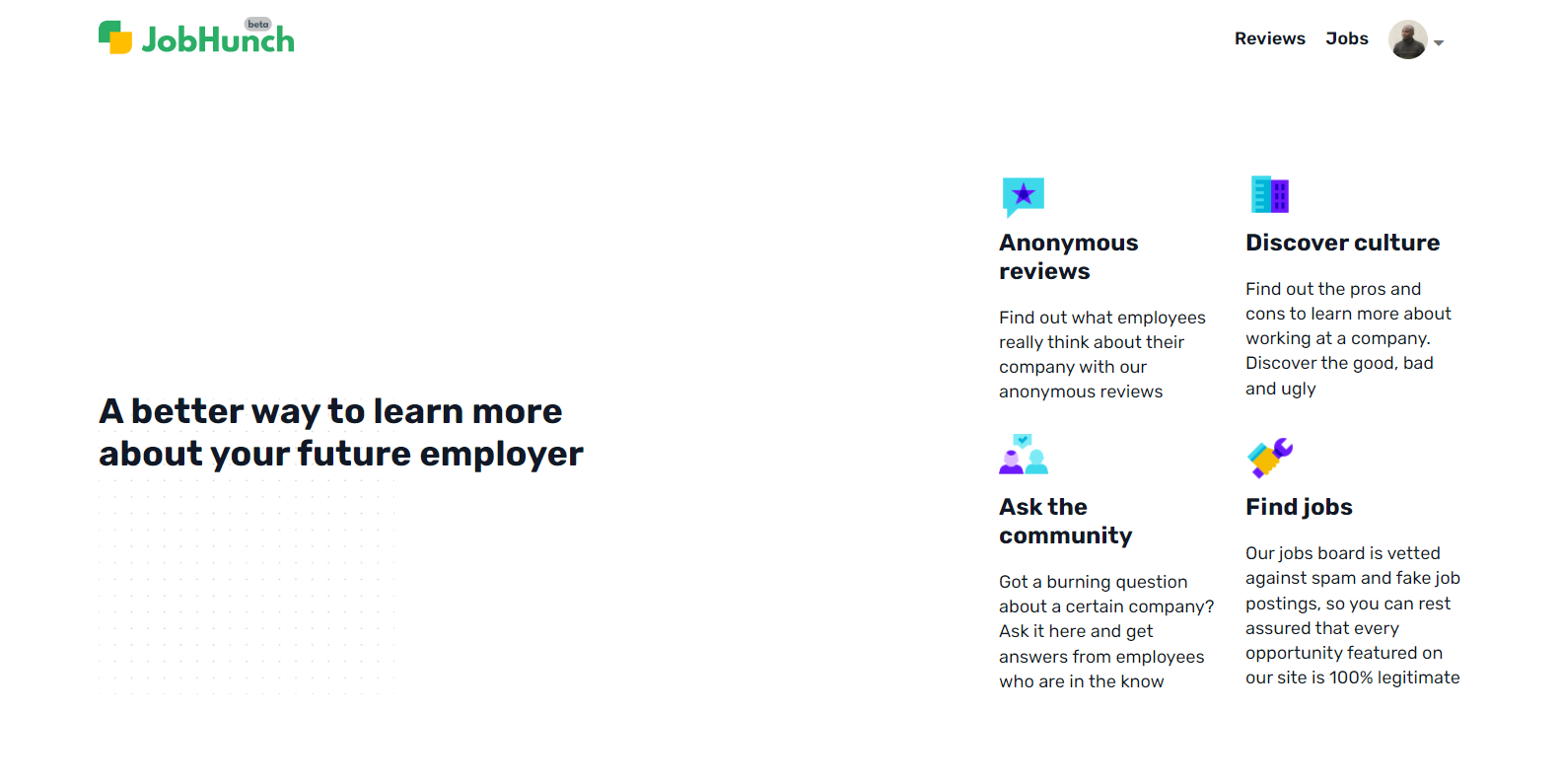 Current features on the homepage