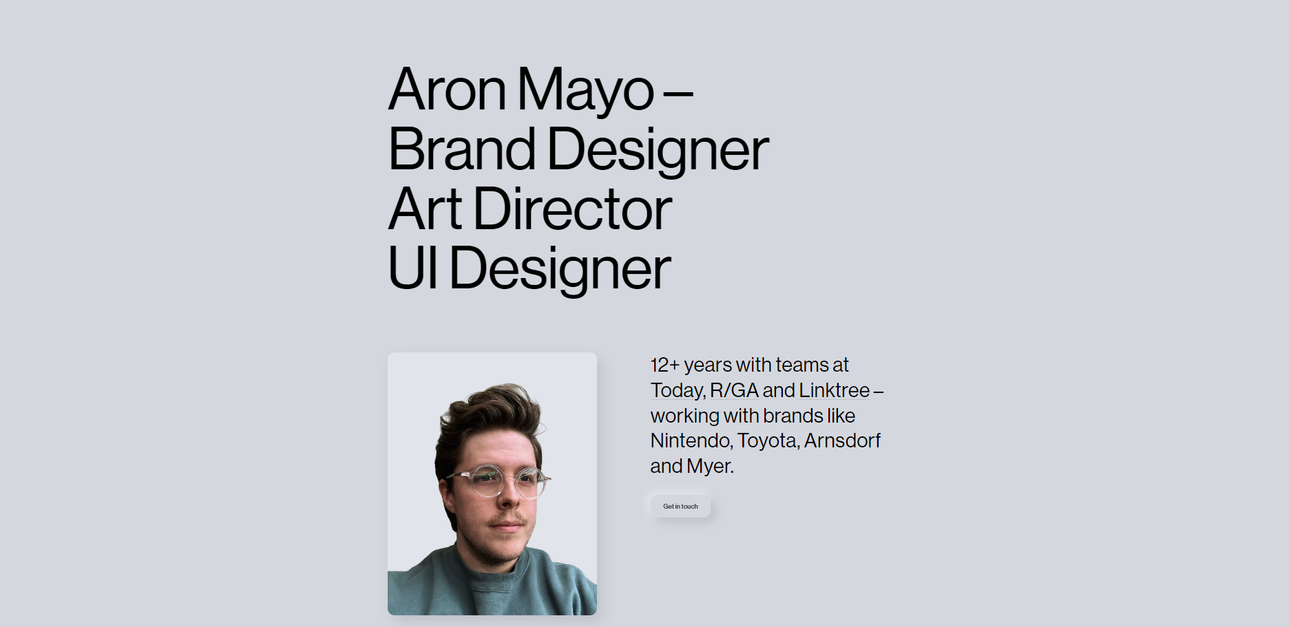 A screenshot of Aron Mayo's personal website.