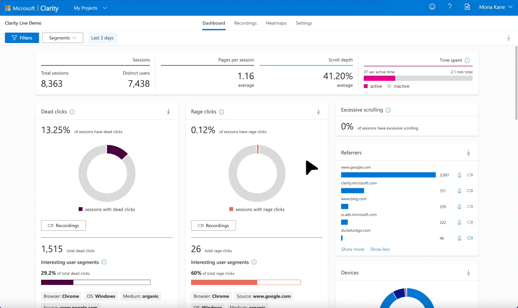 Bubble Microsoft Clarity Plugin Demo Insights