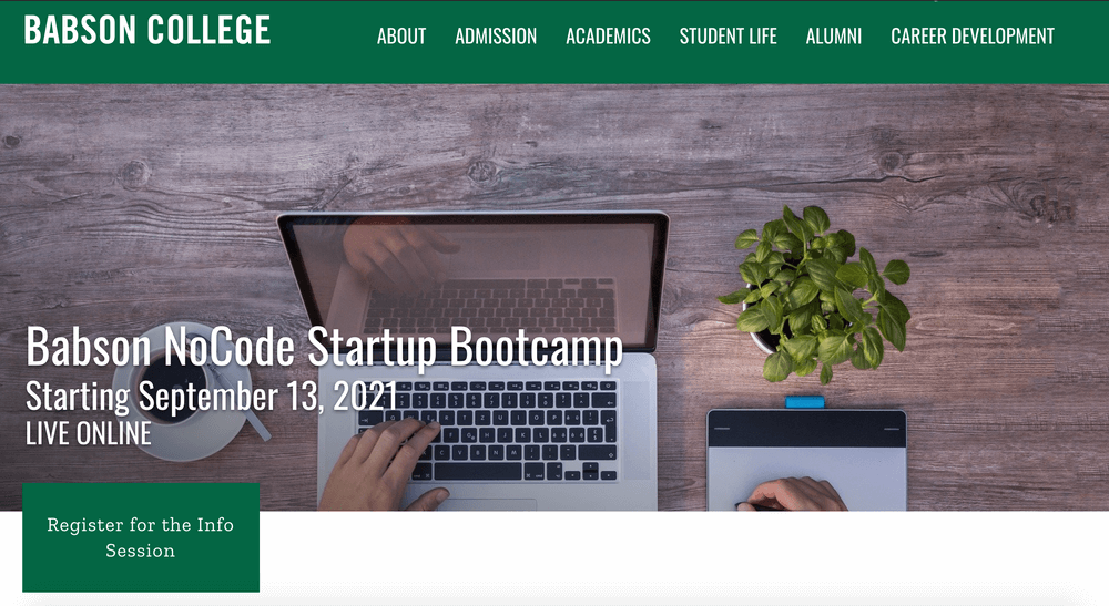 Babson No Code Startup Bootcamp Bubble