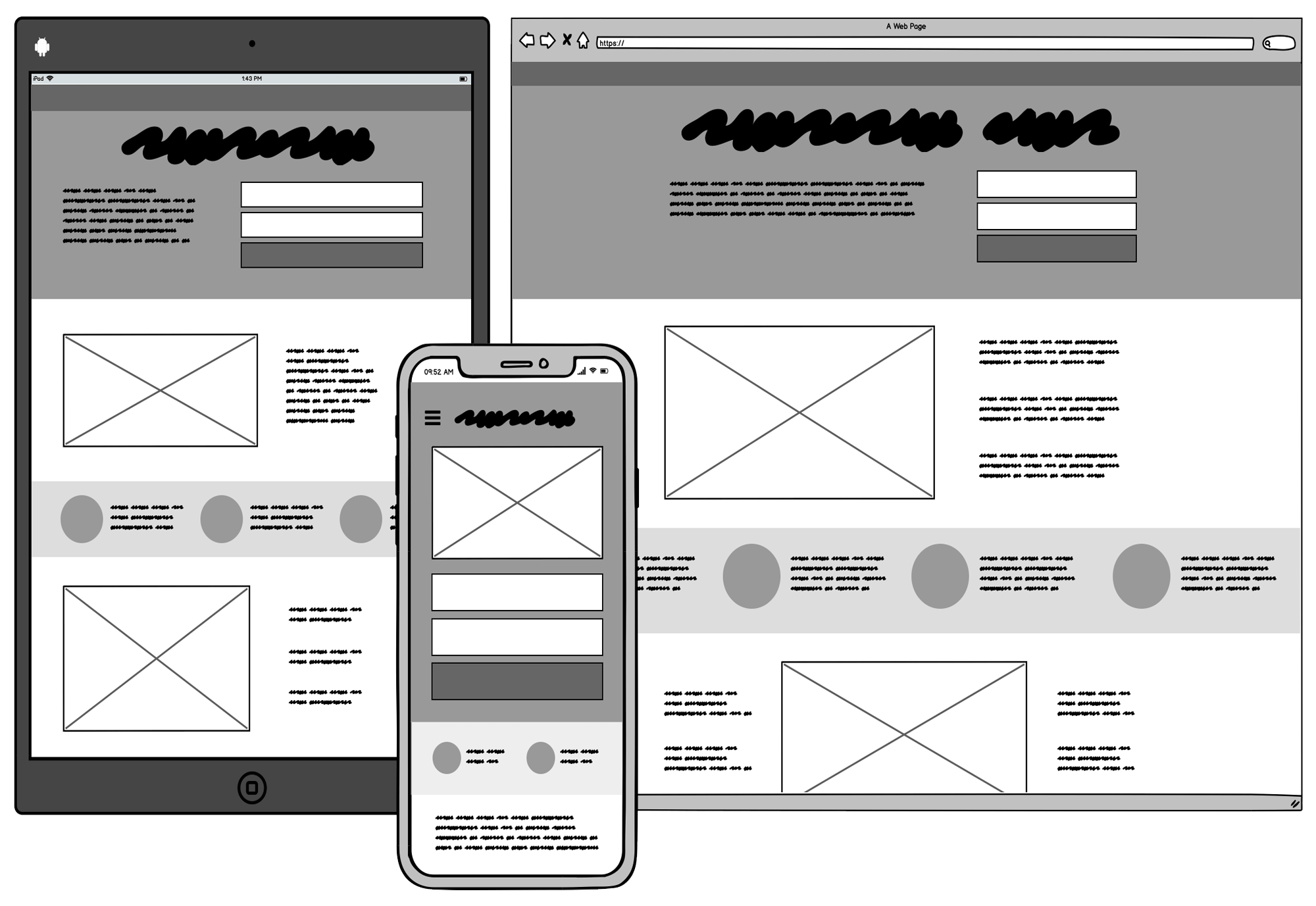 Balsamiq mobile UI design.