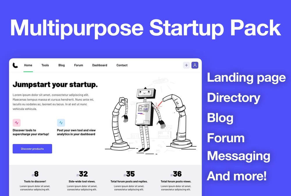 Bubble no-code multipurpose startup landing page template