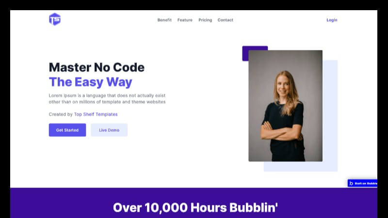 Bubble no-code startup landing page template