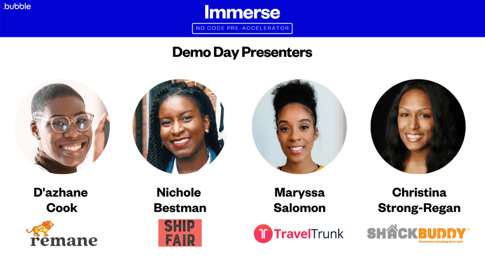 Immerse Demo Day presenters.