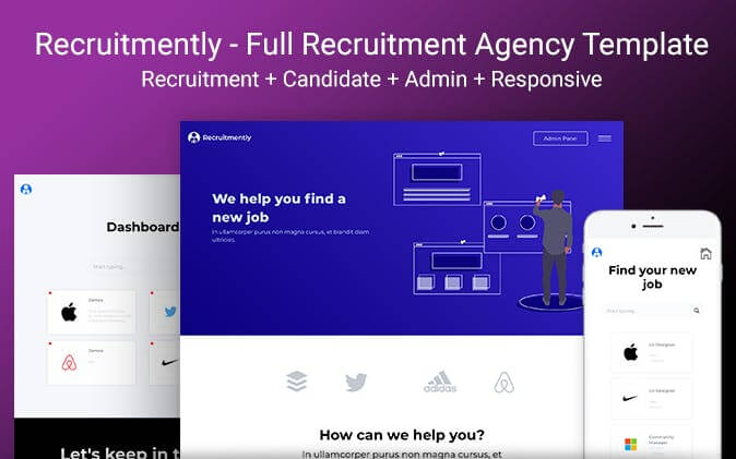 Recruitmently is a full recruitment agency template.