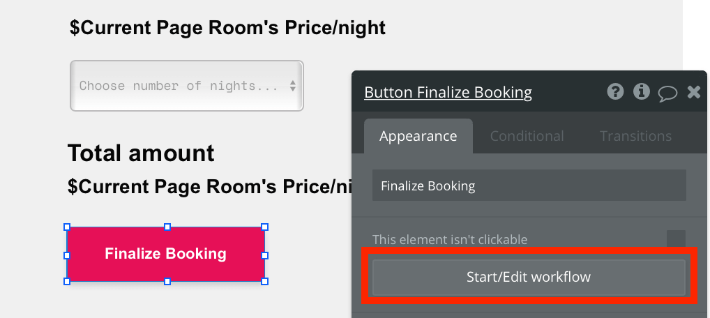 Trigger a new no-code workflow when a purchase button is clicked