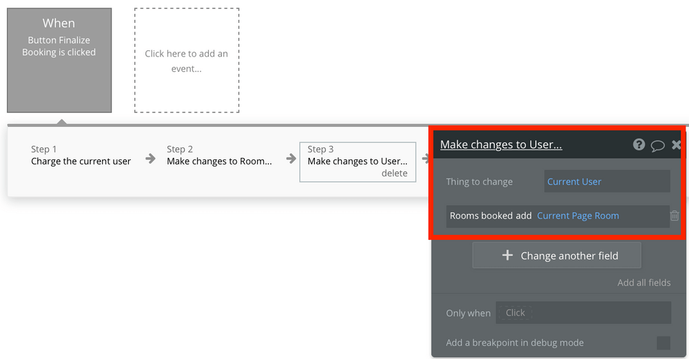 Bubble no code AirBnb clone tutorial walkthrough - rooms booked.