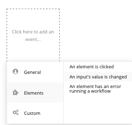 Add an event element in Bubble editor.