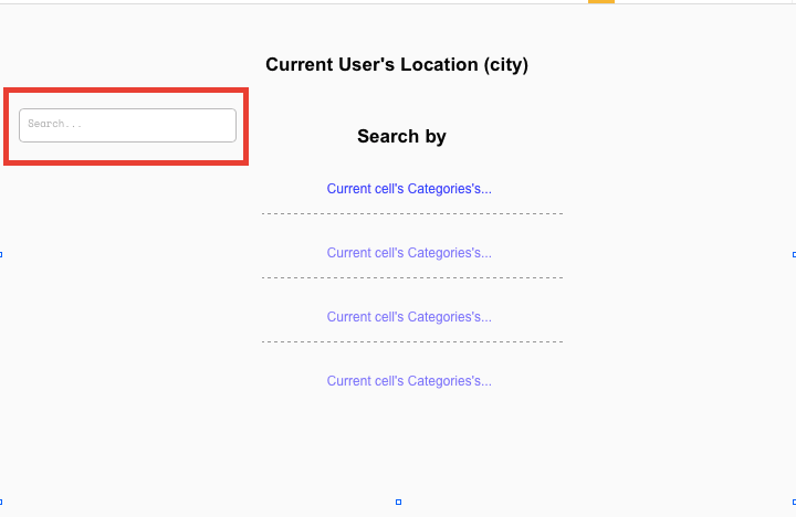 Adding a text input element - search field.