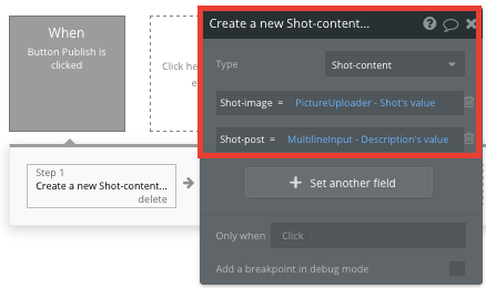 Creating shot content in Bubble’s no-code Dribbble clone