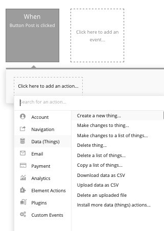 Creating a workflow using Bubble’s visual programming tool