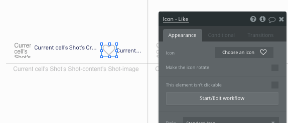 Adding a like icon to a no-code Dribbble shot