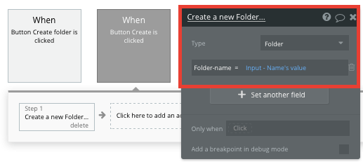 Bubble Dropbox clone tutorial creating a folder