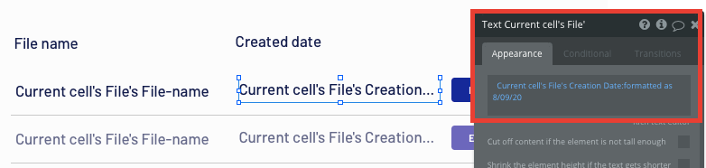Using Bubble to display the creation date of a saved Dropbox folder