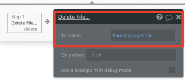 Bubble Dropbox clone app deleting a file