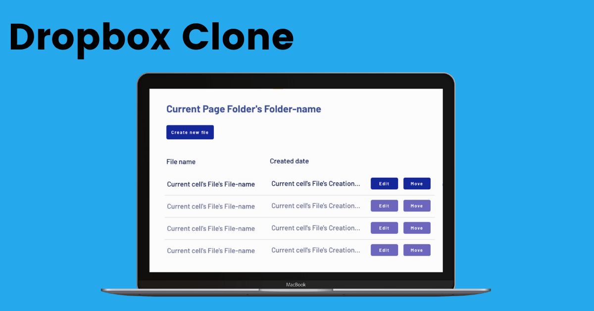 Dropbox no-code clone user interface design