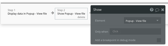 Displaying a no-code popup element 