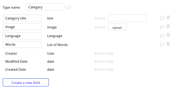 Bubble no code Duolingo clone tutorial with category data type and fields