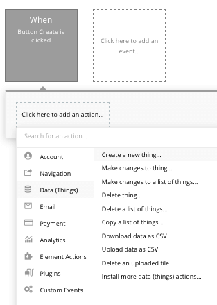 Creating a new entry within a no-code database