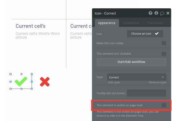 Hiding page elements in a Duolingo clone app