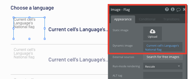 Displaying a dynamic flag in a no-code Duolingo clone