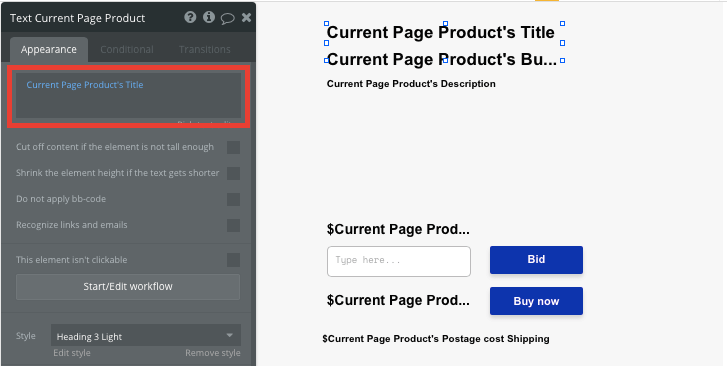 Bubble No Code Ebay Clone Walkthrough Tutorial - product page appearance.