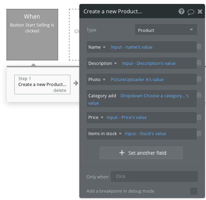 Bubble No Code Etsy Clone Walkthrough - create new product.