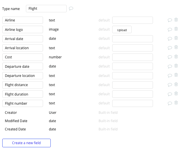 Bubble No Code Expedia clone walkthrough tutorial - flight fields.