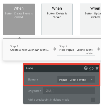 Bubble No Code Calendar App Tutorial Create Event Popup Element Tutorial Hide