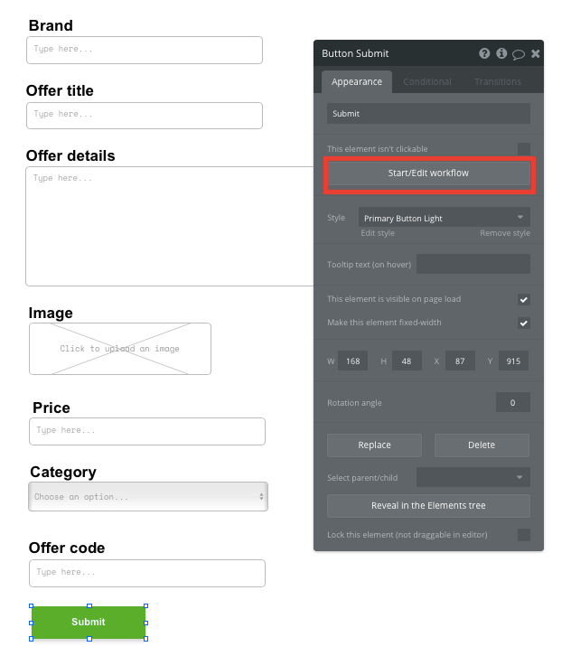 Bubble No Code Groupon Clone Tutorial- start workflow.