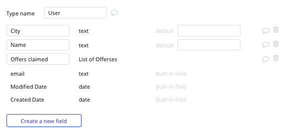 Bubble No Code Groupon Clone Walkthrough - user fields.