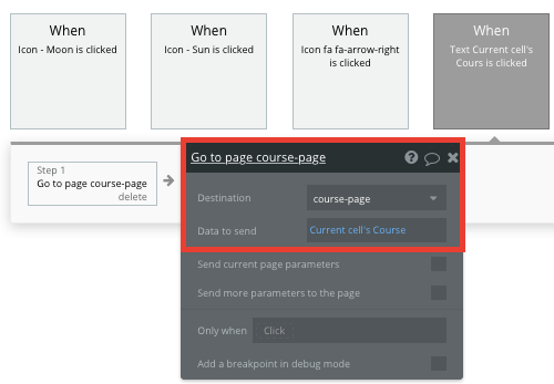 Sending data between pages using Bubble’s visual programming platform