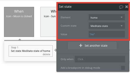 Configuring the meditation state of a Headspace clone app