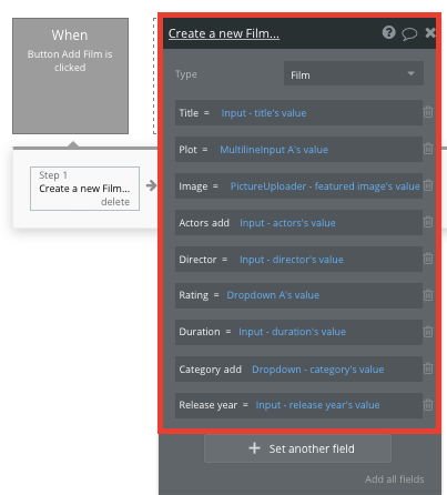 Bubble No Code IMDb Clone Walkthrough Tutorial - create film data fields.