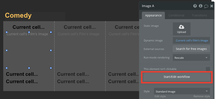 Bubble No Code IMDb Clone Walkthrough Tutorial - homepage workflow.