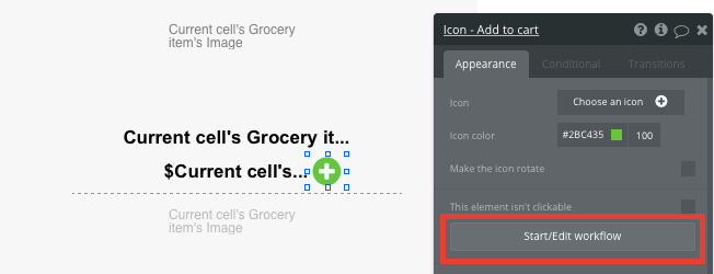 Bubble No Code Instacart clone tutorial walkthrough - add to cart.