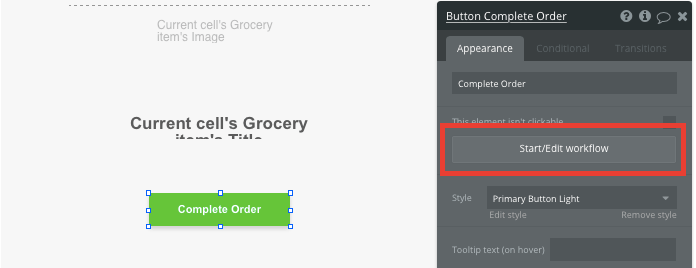 Bubble No Code Instacart clone tutorial walkthrough - complete order.