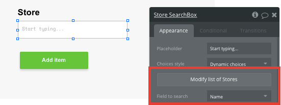 Bubble No Code Instacart clone tutorial walkthrough - store search.