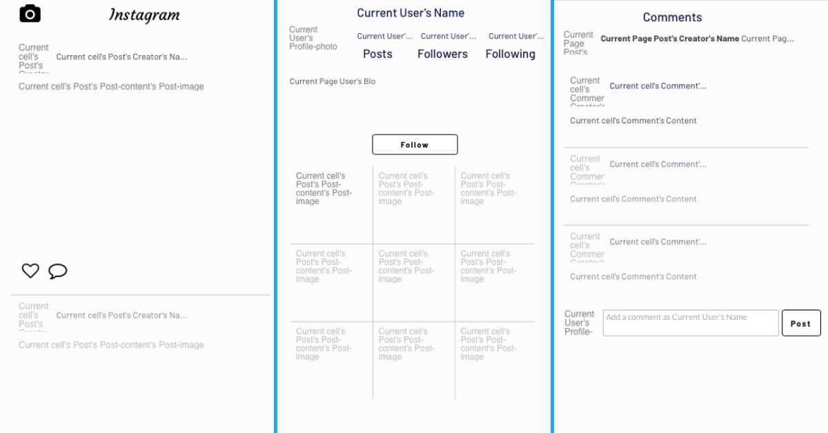 No-code Instagram clone user interface design