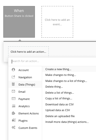 Creating a new Instagram post in Bubble’s no-code database