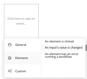 Bubble No Code LinkedIn Clone Walkthrough - add event element.