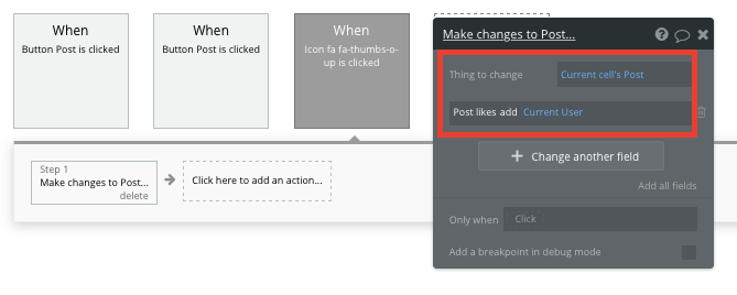 Bubble No Code LinkedIn Clone Walkthrough - post change workflow.