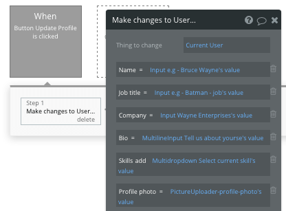 Bubble No Code LinkedIn Clone Tutorial - user changes workflow.