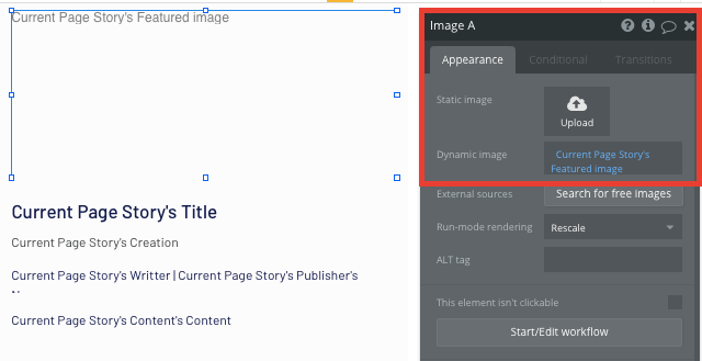 Bubble Dynamic news app Story Page image feature walkthrough