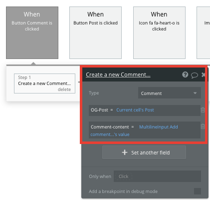 Bubble Nextdoor clone creating a comment