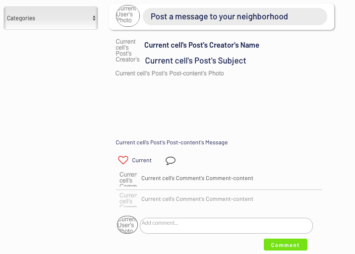 Nextdoor no-code clone user interface