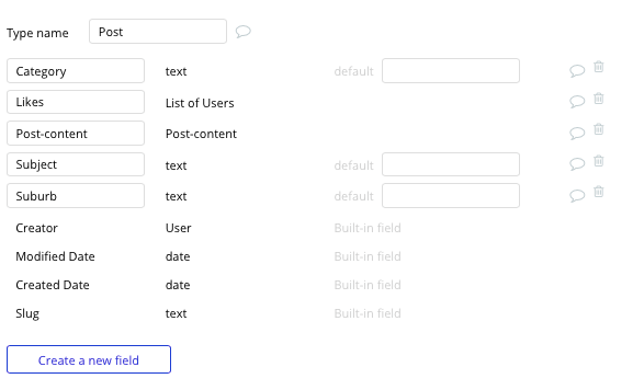 Bubble no-code Nextdoor clone tutorial with post data type and fields