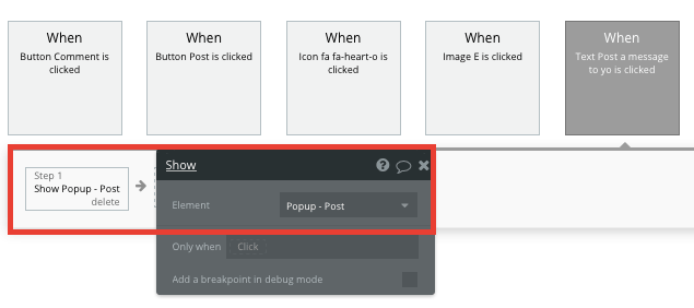 Displaying a no-code popup element